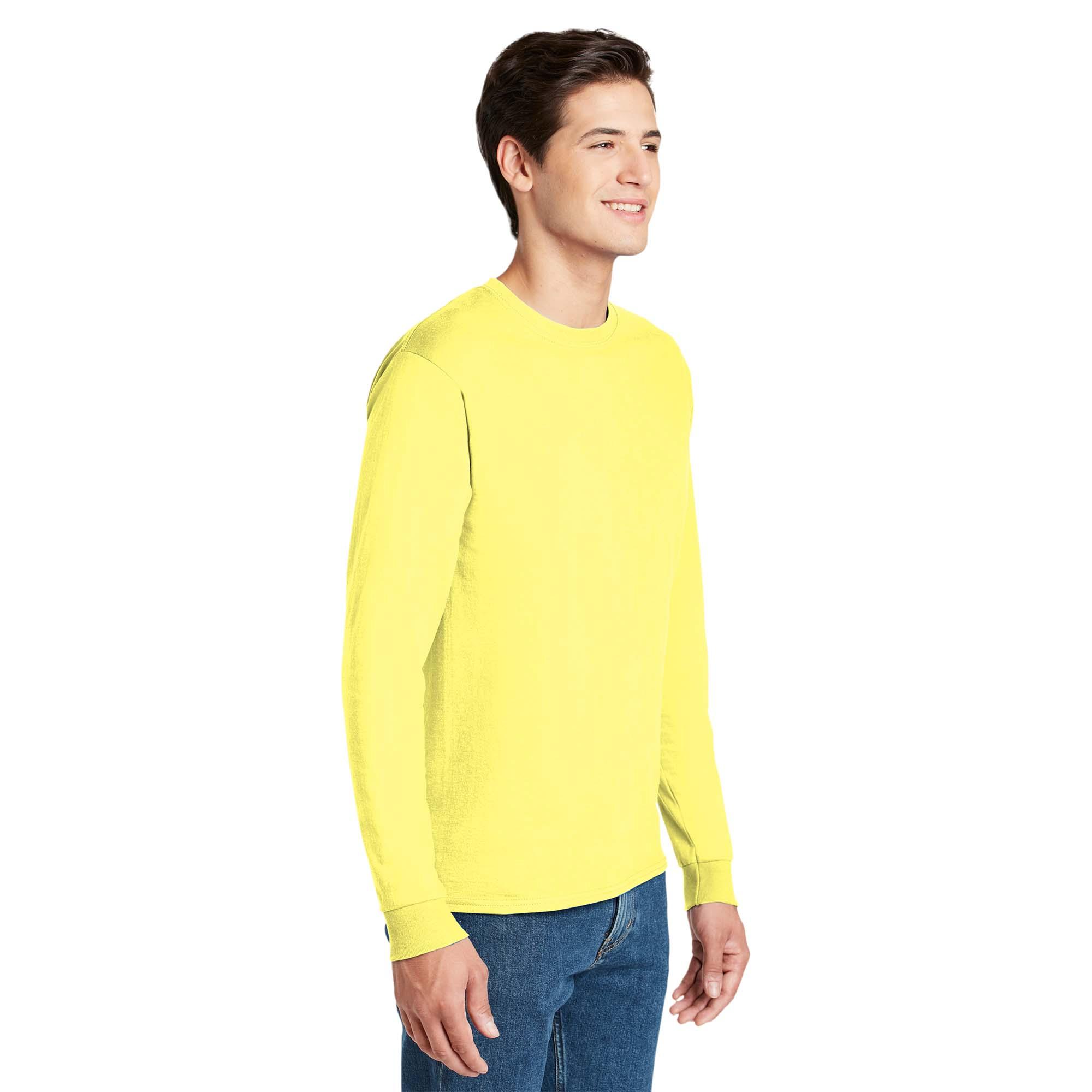 Hanes 5586 Authentic 100 Cotton Long Sleeve TShirt Yellow Full Source
