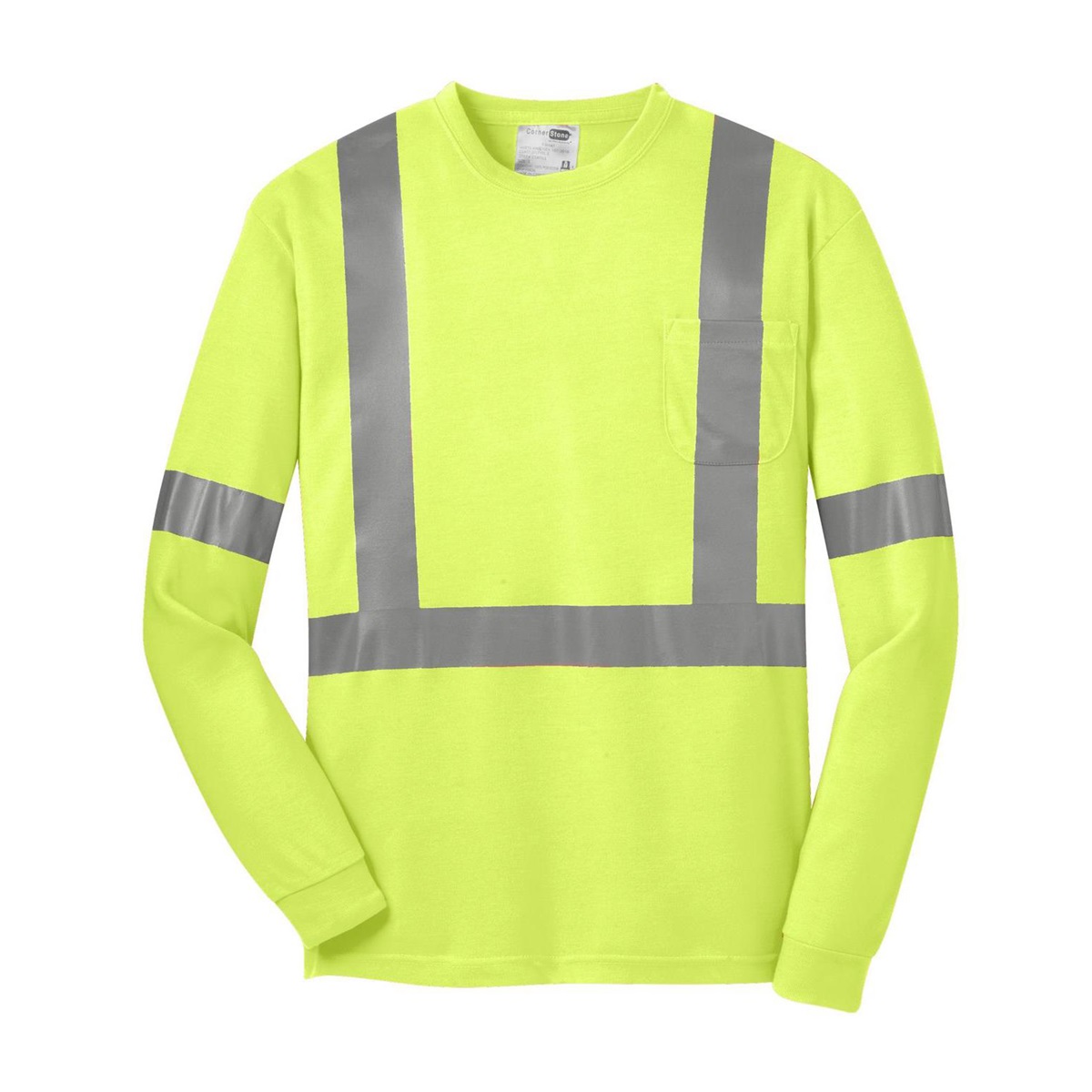 CornerStone CS401LS Class 2 Long Sleeve Safety TShirt Yellow/Lime