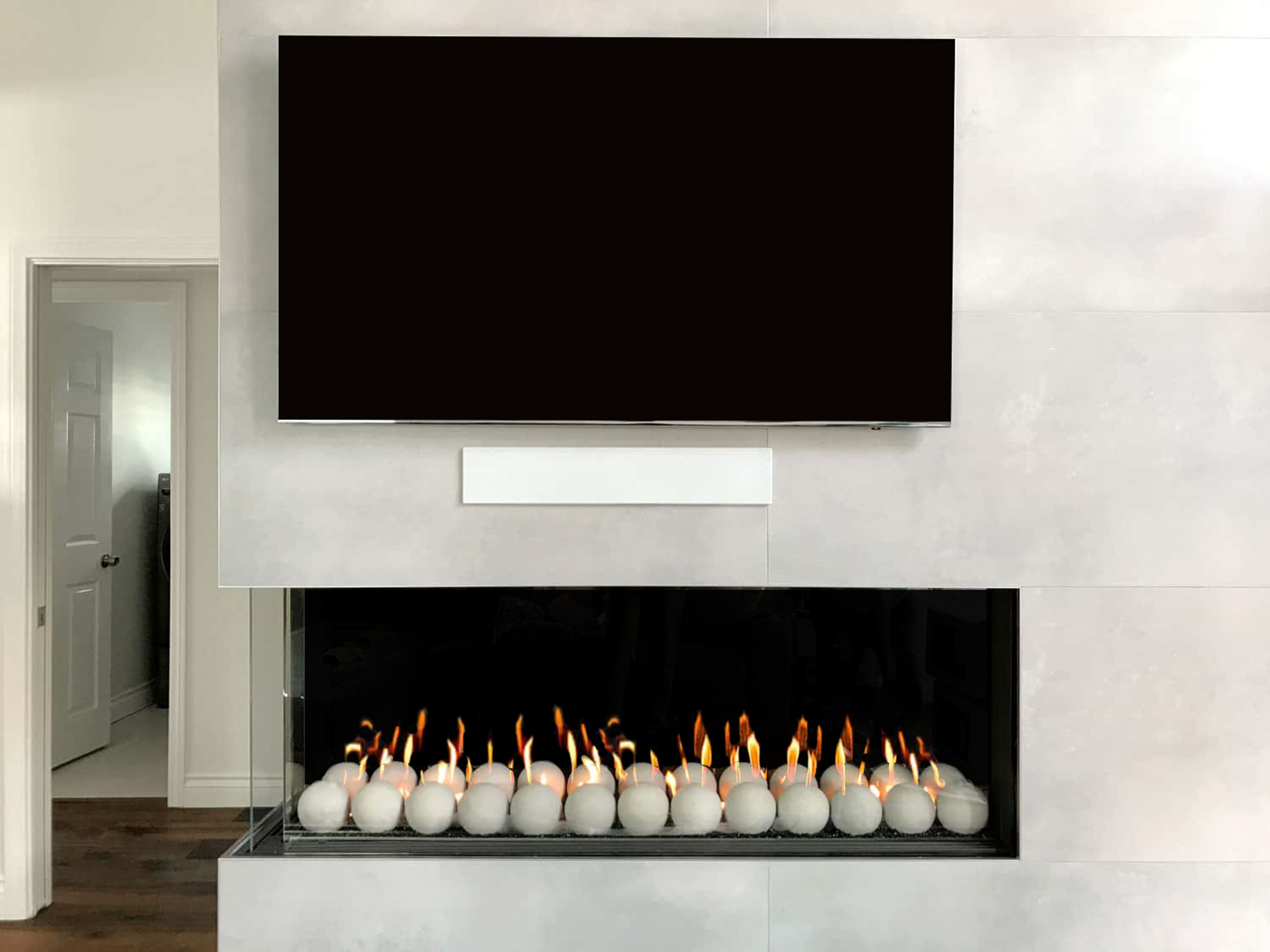 Stone Ball Media Placement Flare Fireplaces