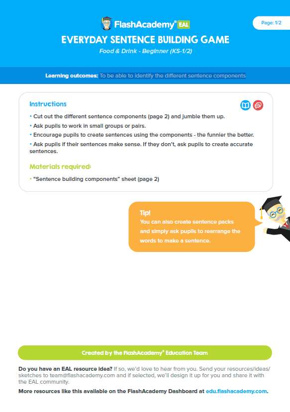 Sentence Building Game - FlashAcademy®