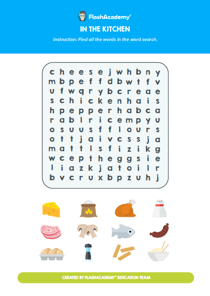 Word Search: In The Kitchen - FlashAcademy®