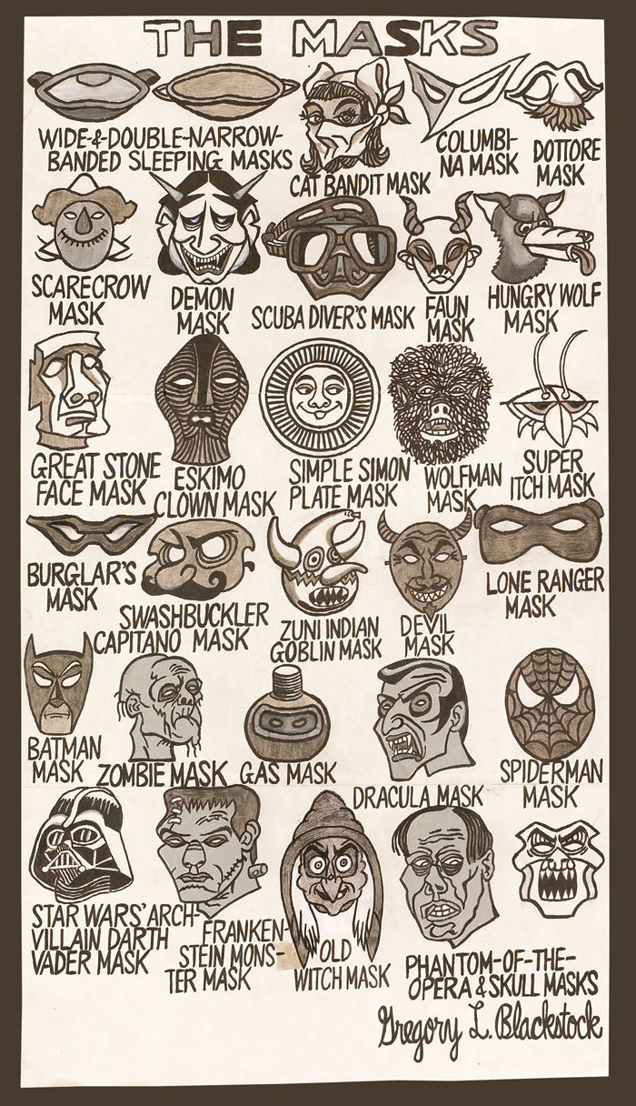 The Masks, by autistic artist Gregory Blackstock. Flashbak