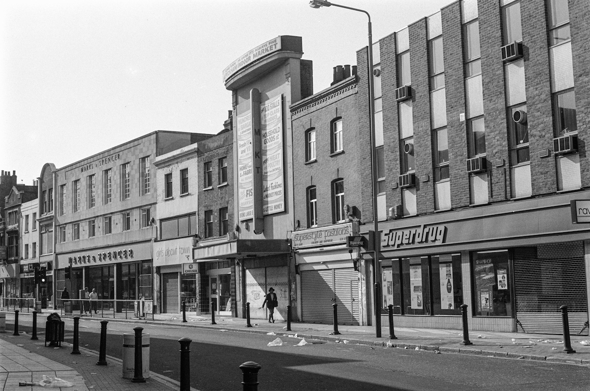 Shops, Former Cinema, Rye Lane, Peckham, Southwark, 1990, 903e56