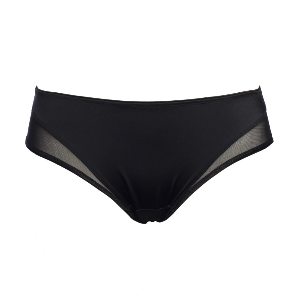 Black Bikini Bottoms With Sheer Mesh Inserts by Flash
