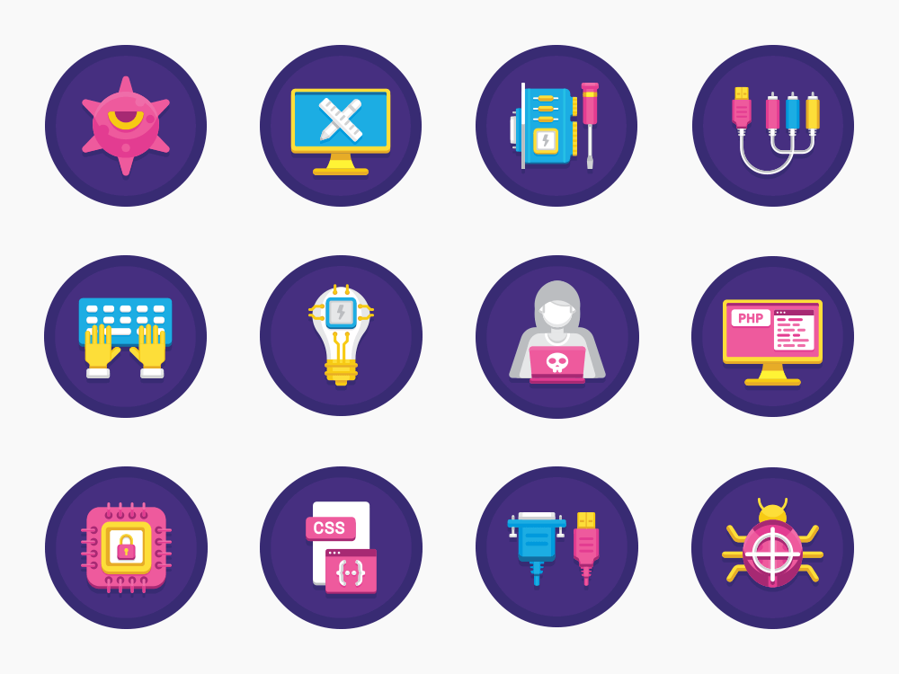 74 Computer Science Icon Set Flat Icons