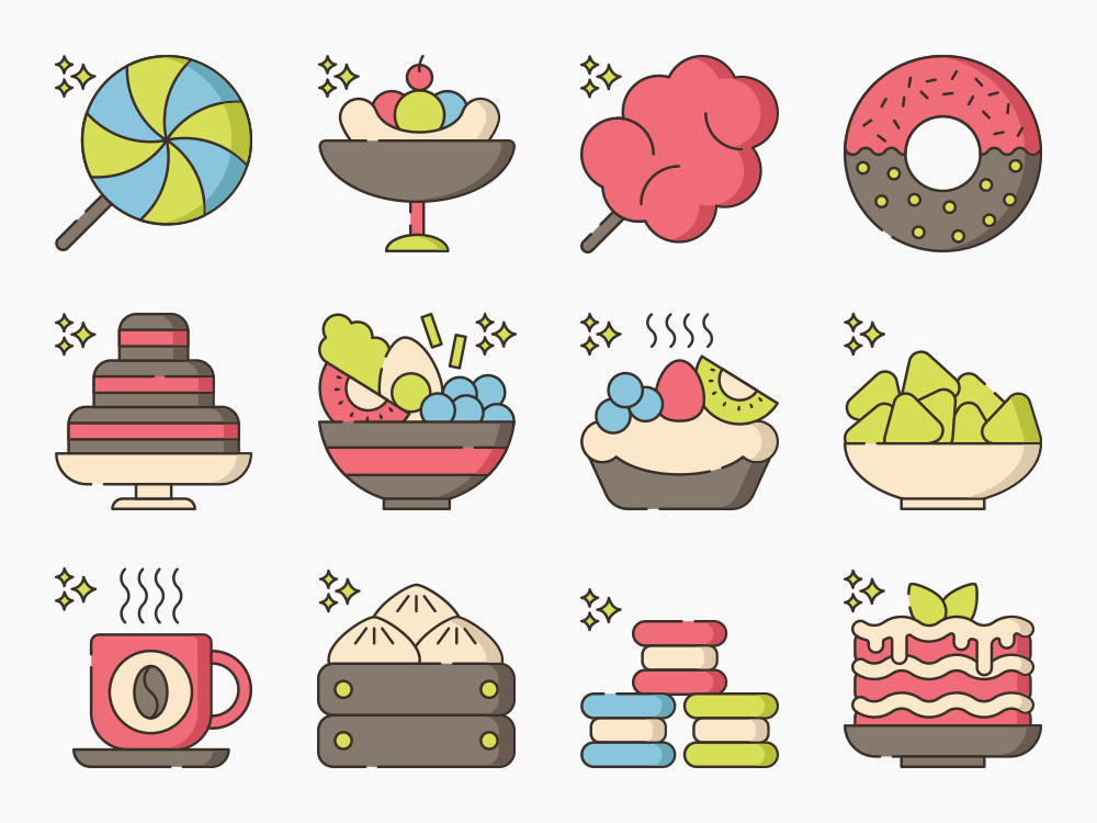 105 Food and Drink Icon Set Flat Icons
