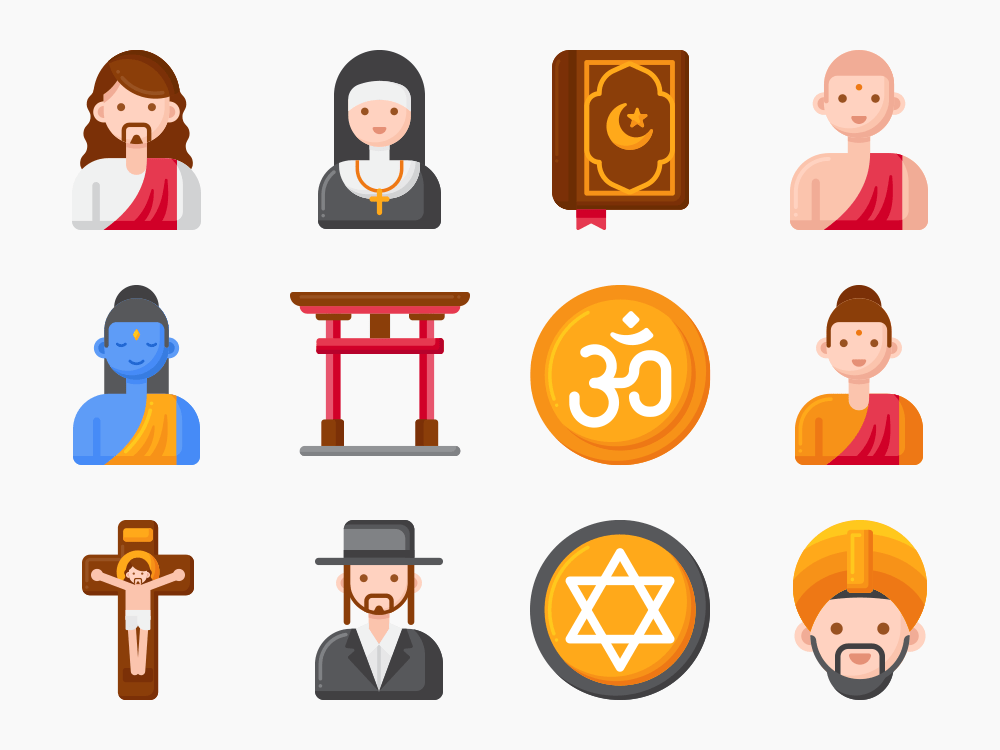90 Religion Icon Set Flat Icons