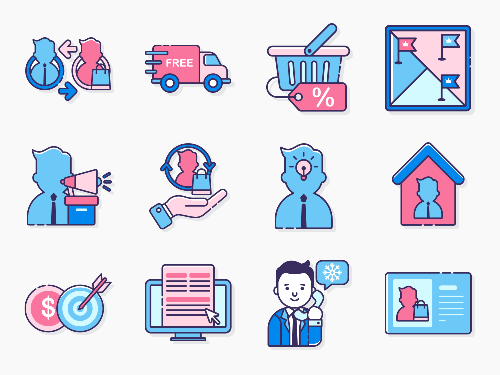 70 Sales Icons Set Flat Icons