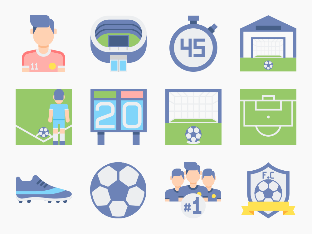 65 Football World Cup Icon Set Flat Icons