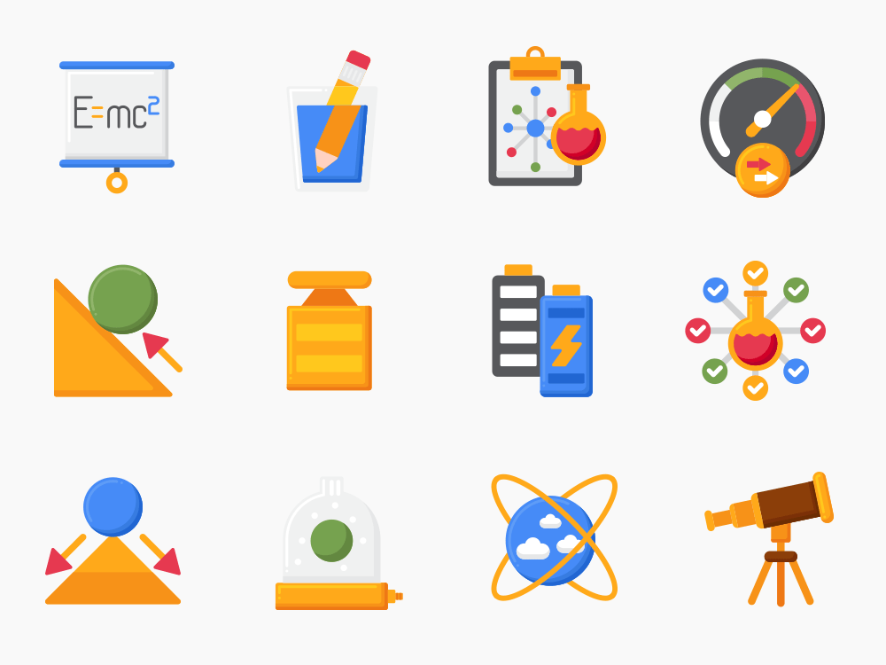 75 Physics Icon Set Flat Icons