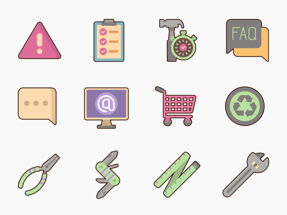 50 User Manual Icon Set Flat Icons