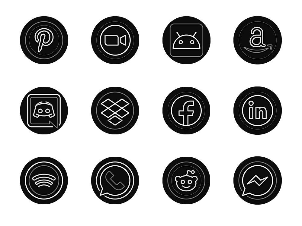Neon Black App Icon Set Free Flat Icons