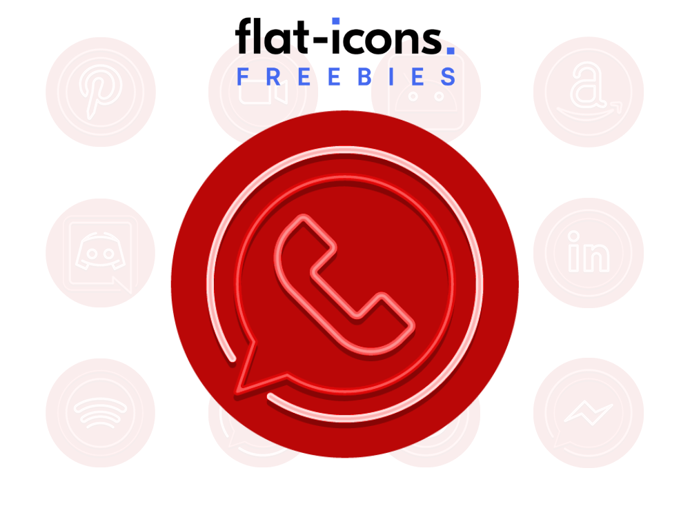 Neon Red WhatsApp Icon Free Flat Icons