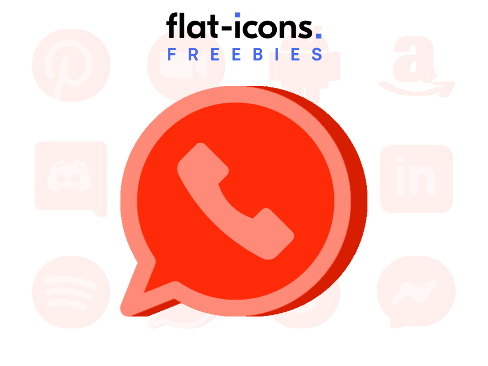 Red WhatsApp Icon Free Flat Icons