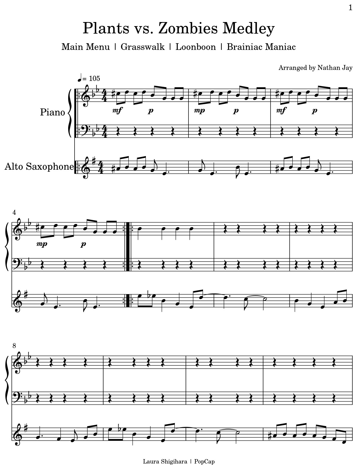 Plants Vs Zombies Grasswalk Piano Sheet Music Epic Sheet Music