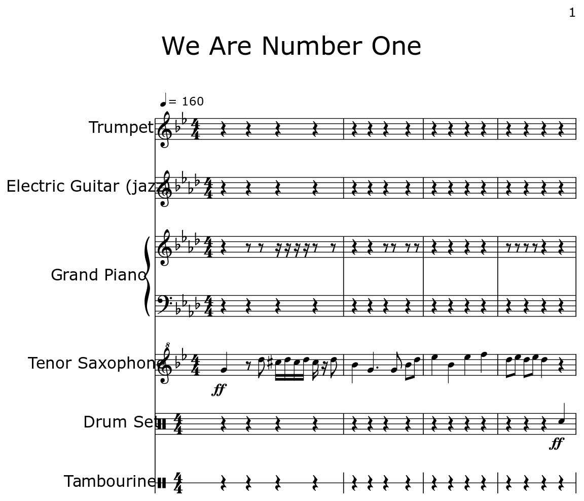 We Are Number One Sheet music for Trumpet, Electric Guitar, Piano