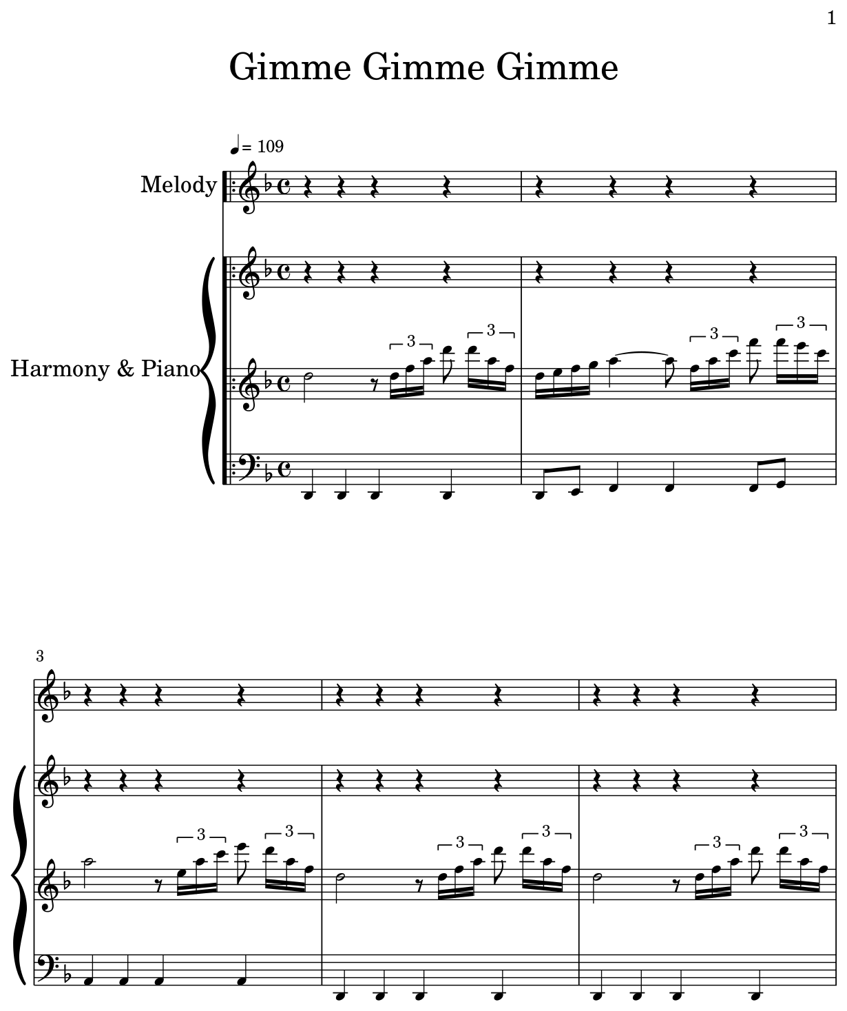 Gimme Gimme Gimme Sheet music for Piano