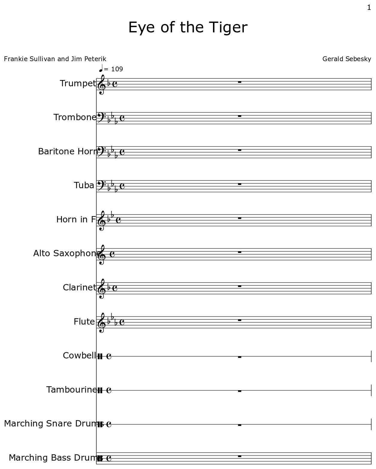 Eye of the Tiger Sheet music for Trumpet, Trombone, Baritone Horn