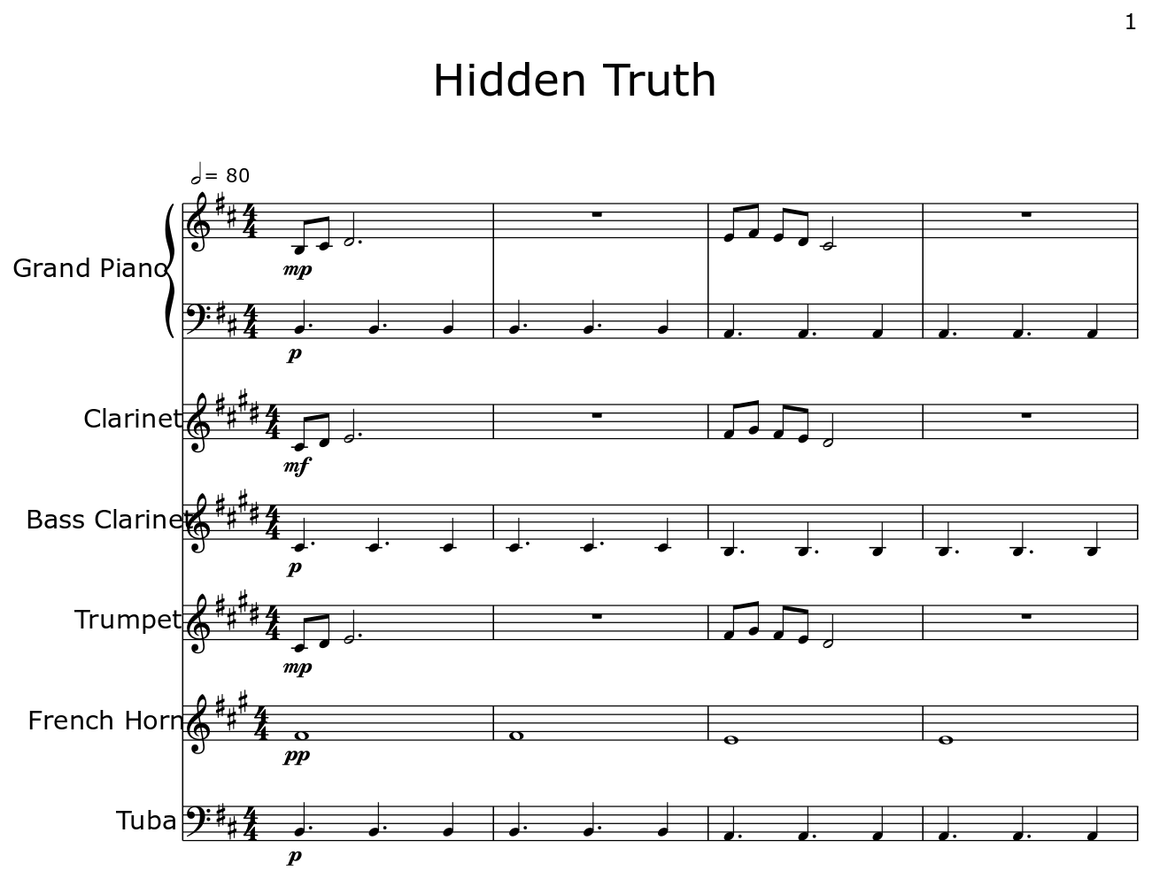 Hidden Truth Sheet music for Piano, Bass Trumpet(03)