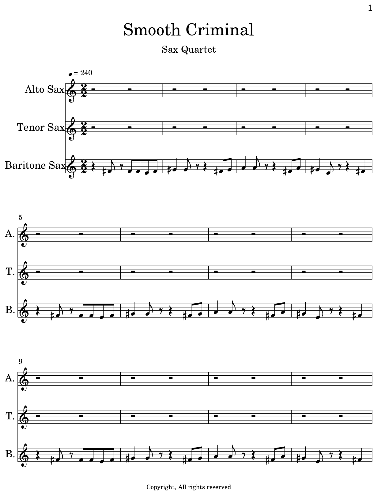 Smooth Criminal Sheet music for Alto Saxophone, Tenor Saxophone