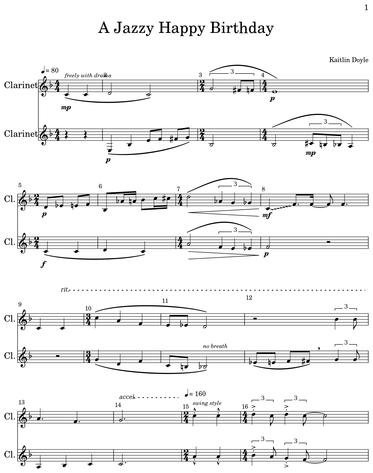 A Jazzy Happy Birthday Sheet music for