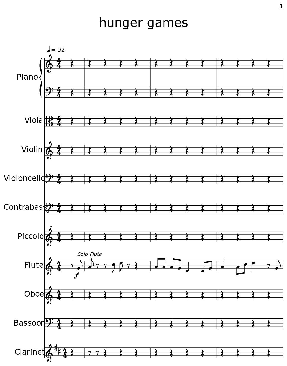 hunger games Sheet music for Piano, Viola, Violin, Cello, Contrabass