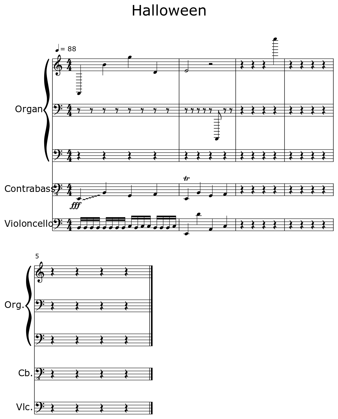 Halloween Sheet music for Organ, Contrabass, Cello