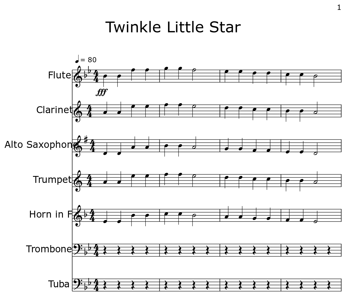 Twinkle Little Star Sheet music for Flute, Alto Saxophone