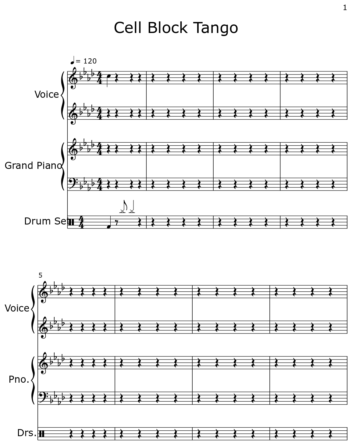 Cell Block Tango Sheet music for Piano, Drum Set