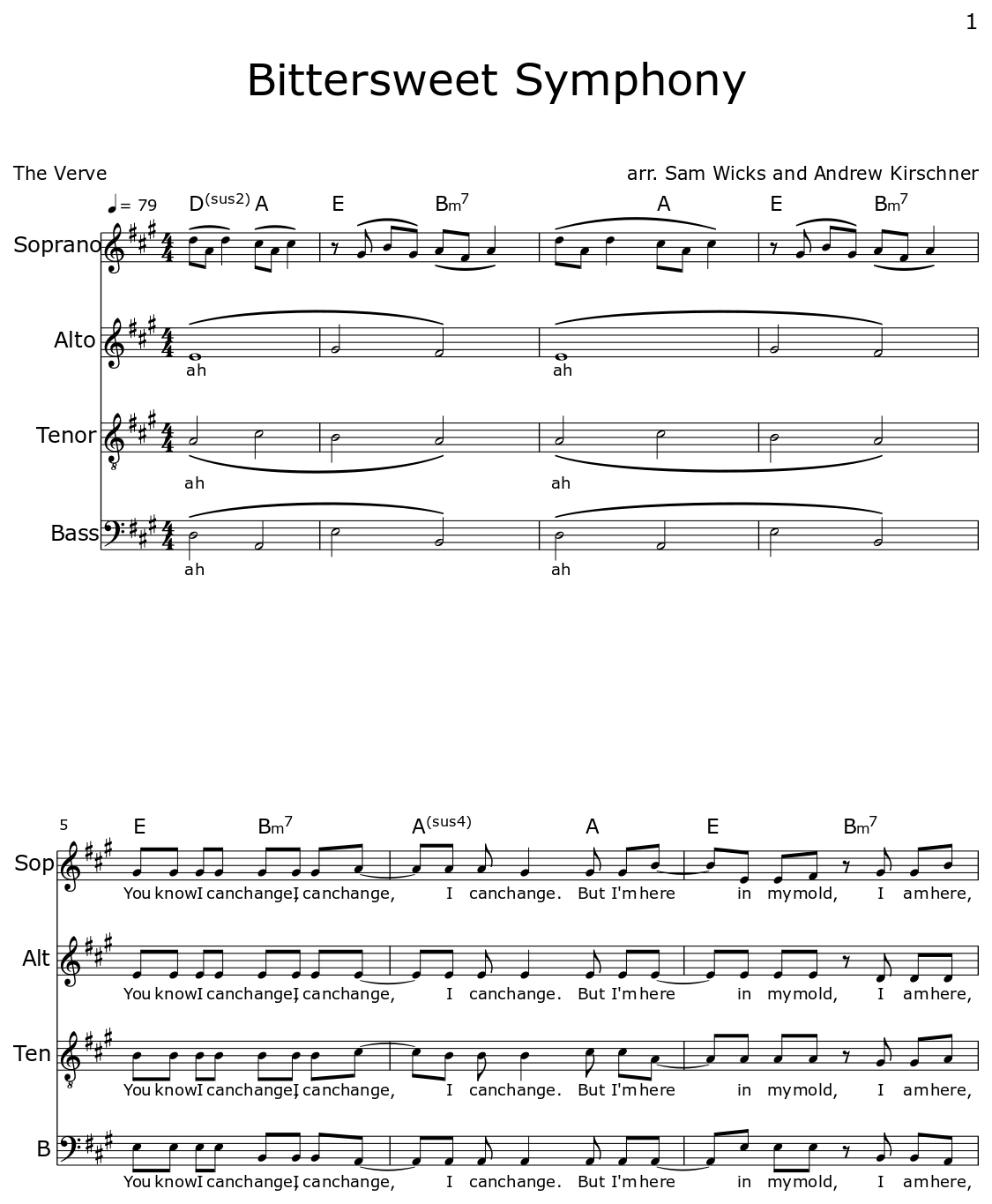 Bittersweet Symphony Sheet music for Piano
