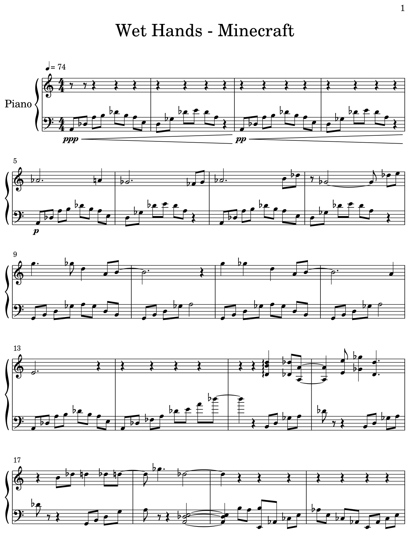Minecraft Sheet Music Wet Hands