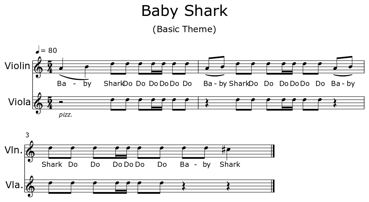 Baby Shark Sheet music for Violin, Viola