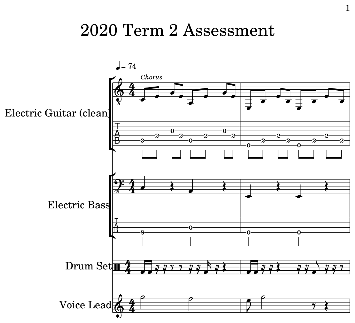 2020 Term 2 Assessment Sheet music for Electric Guitar, Electric Bass