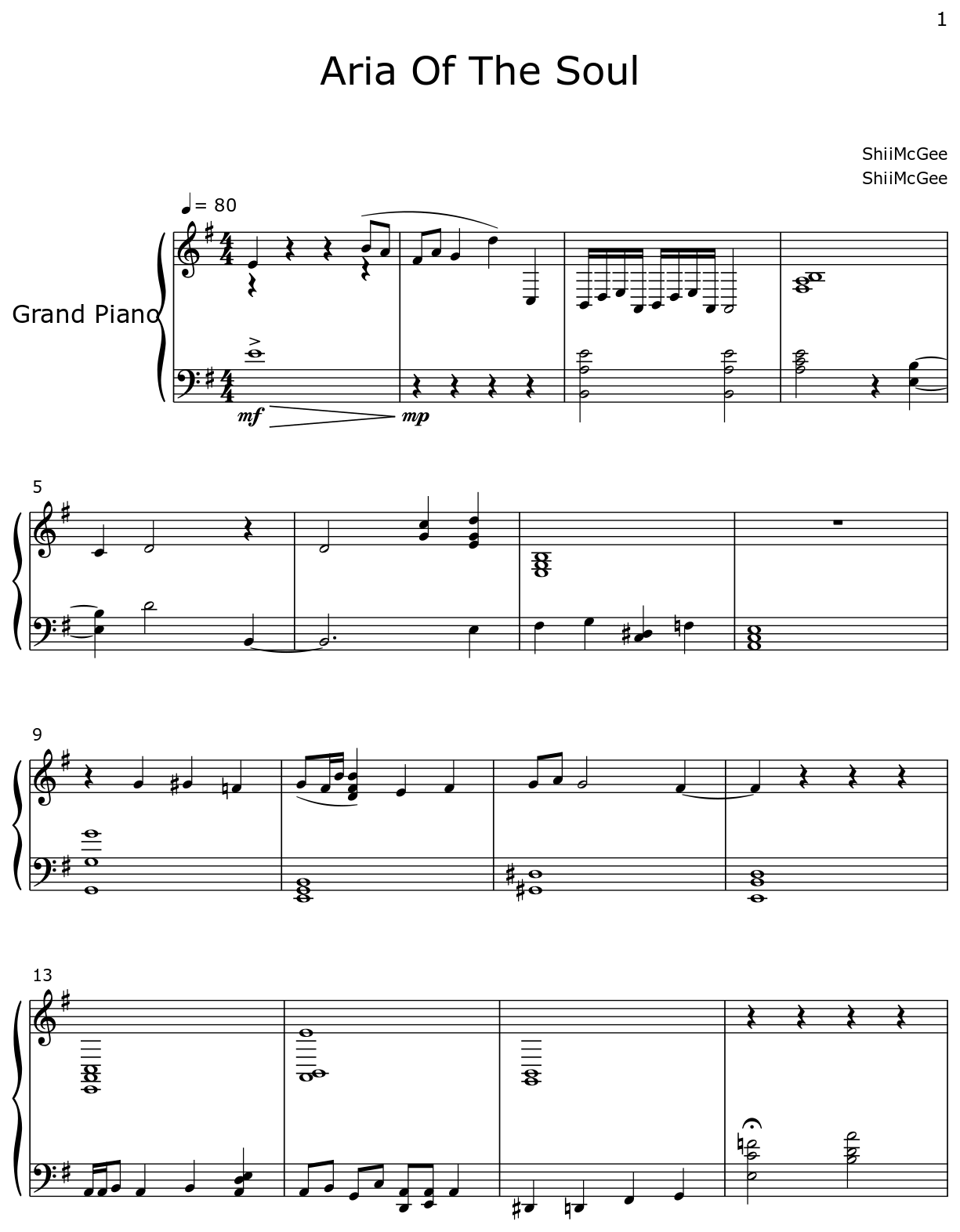 Aria Of The Soul Sheet music for Piano