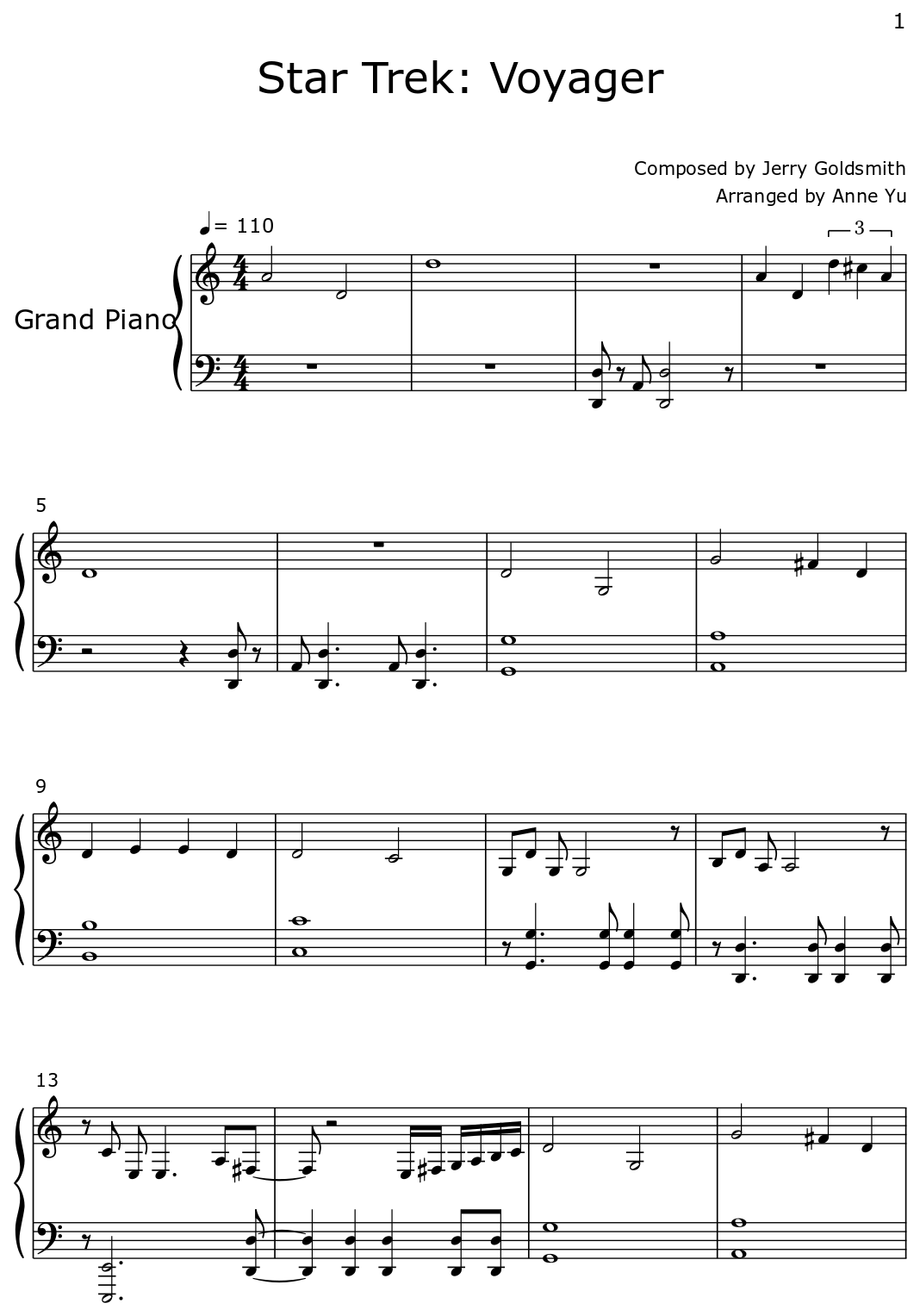 Star Trek Voyager Sheet music for Piano