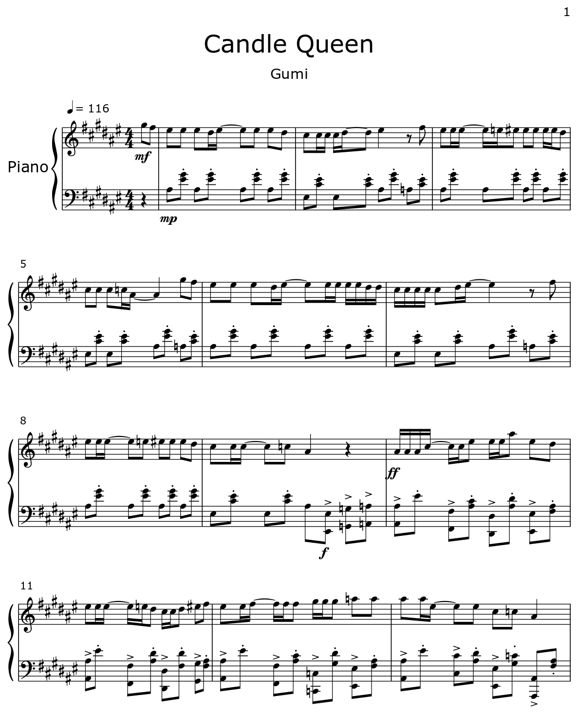 Candle Queen Sheet music for Piano