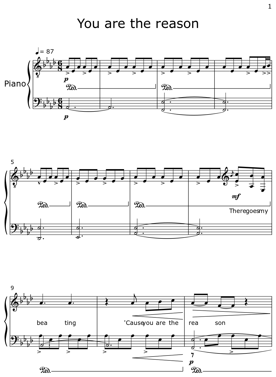 You are the reason Sheet music for Piano
