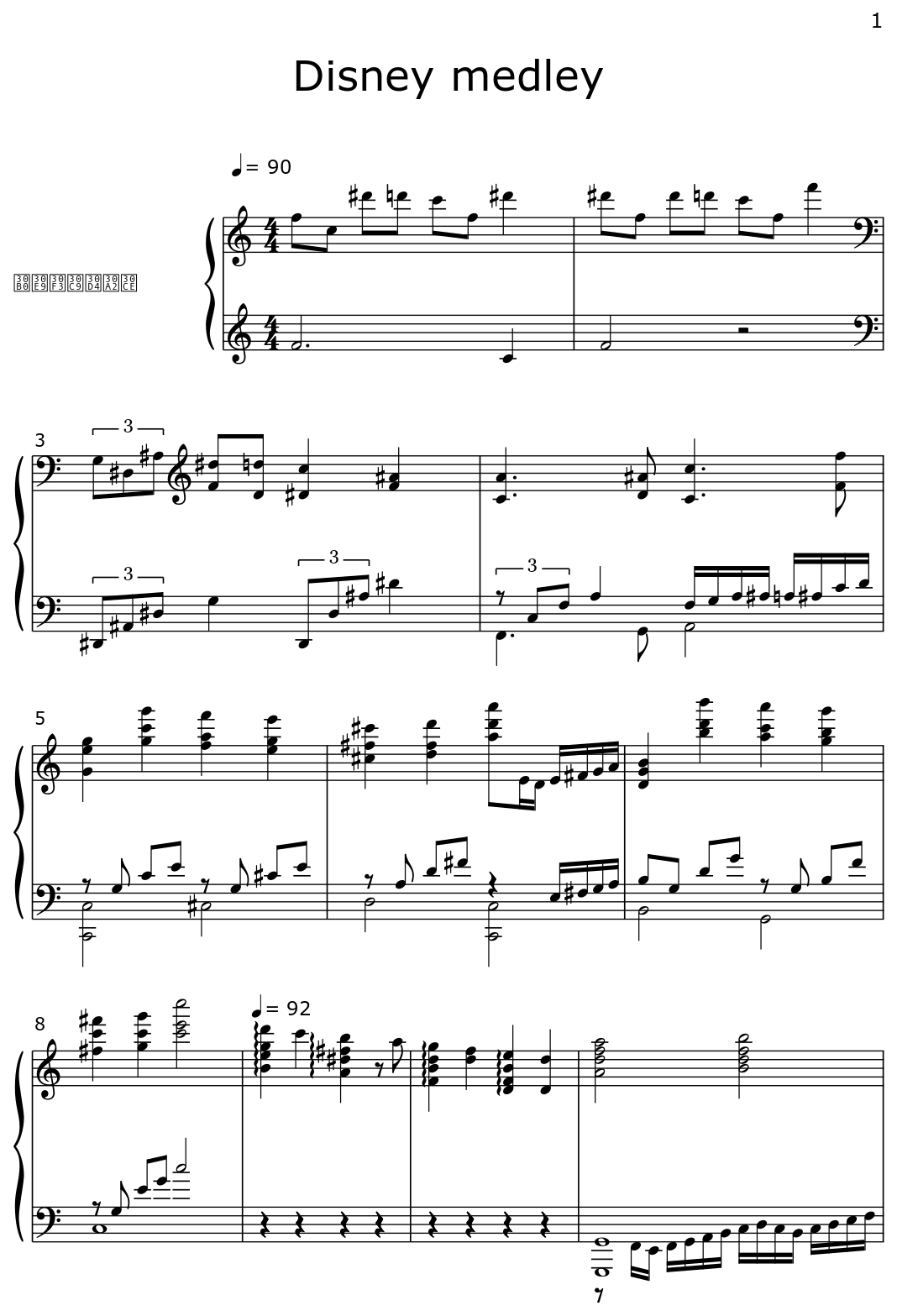 Disney medley Sheet music for Piano