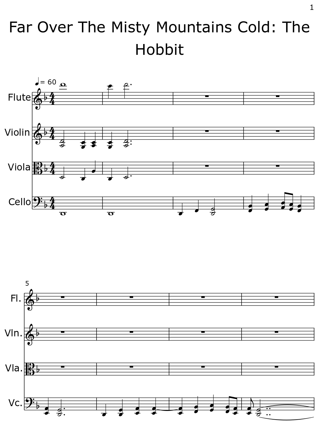 Far Over The Misty Mountains Cold The Hobbit Sheet music for Flute