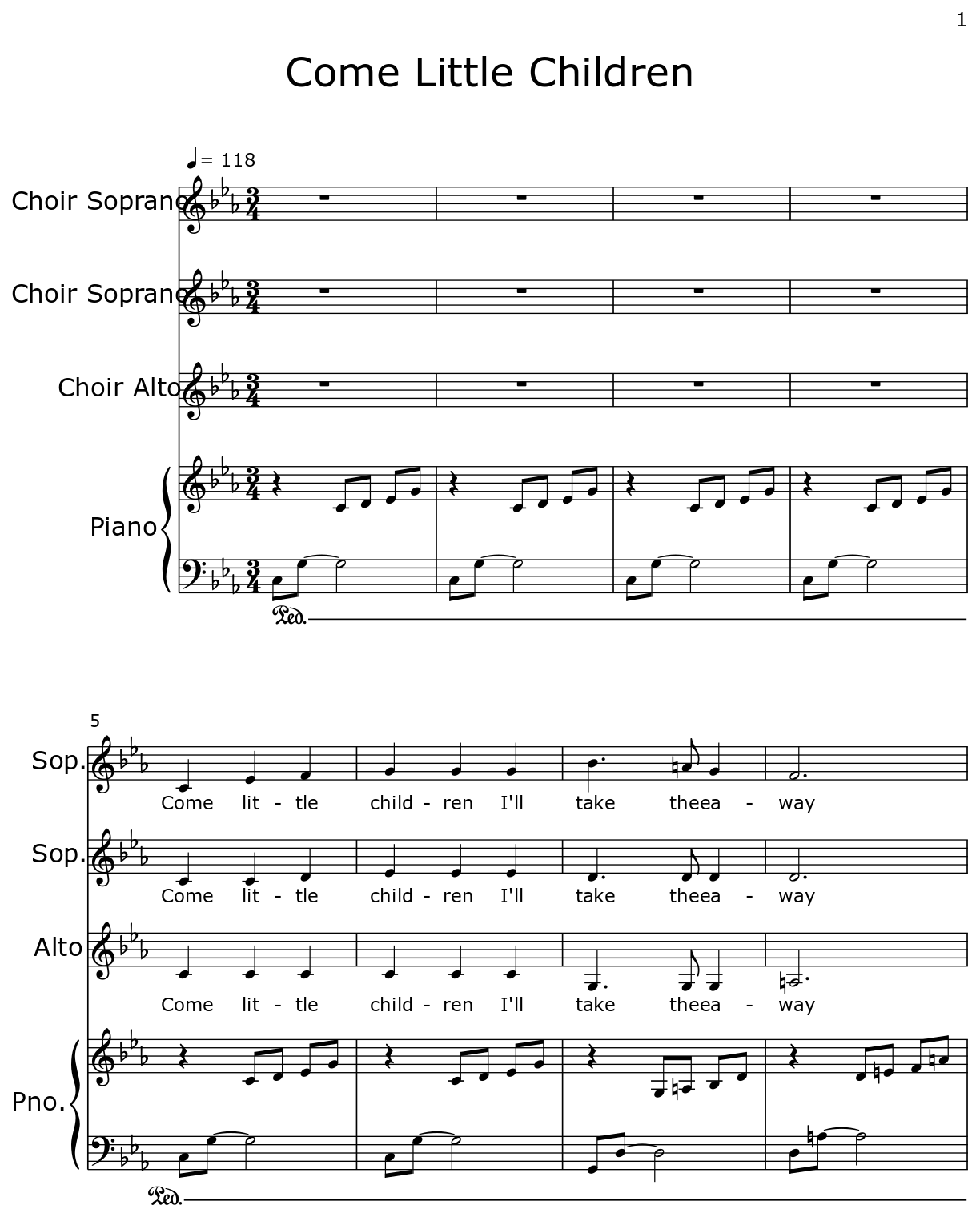 Come Little Children Sheet music for Choir Tenor, Piano