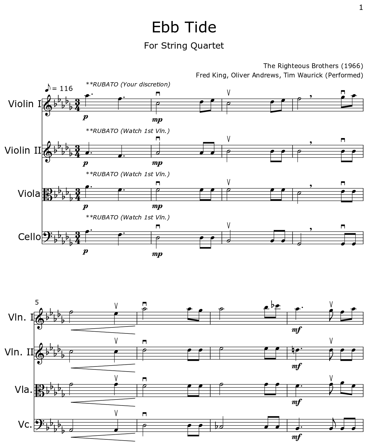 Ebb Tide Sheet music for Violin, Viola, Cello