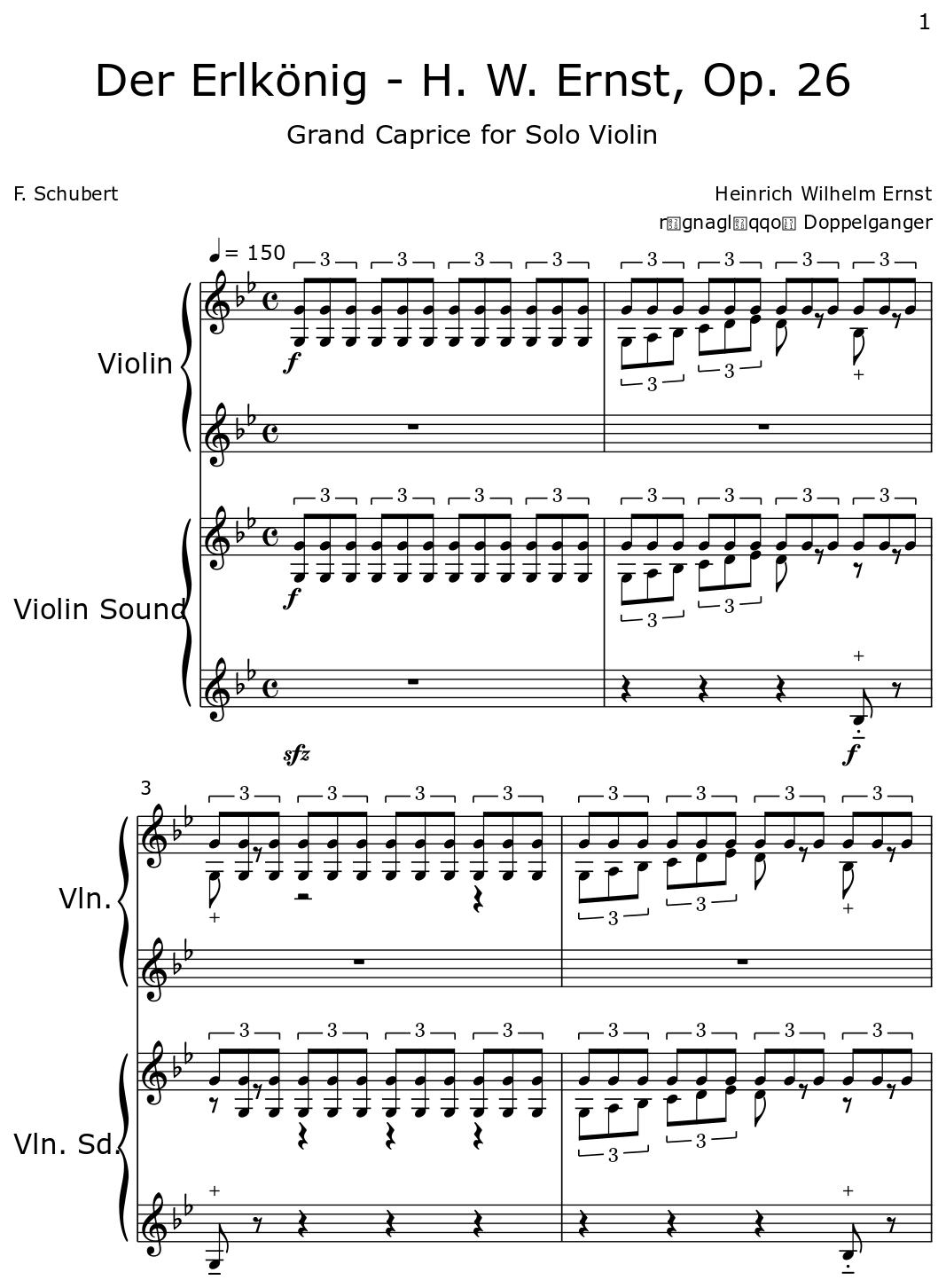 Der Erlkönig H. W. Ernst, Op. 26 Sheet music for Violin