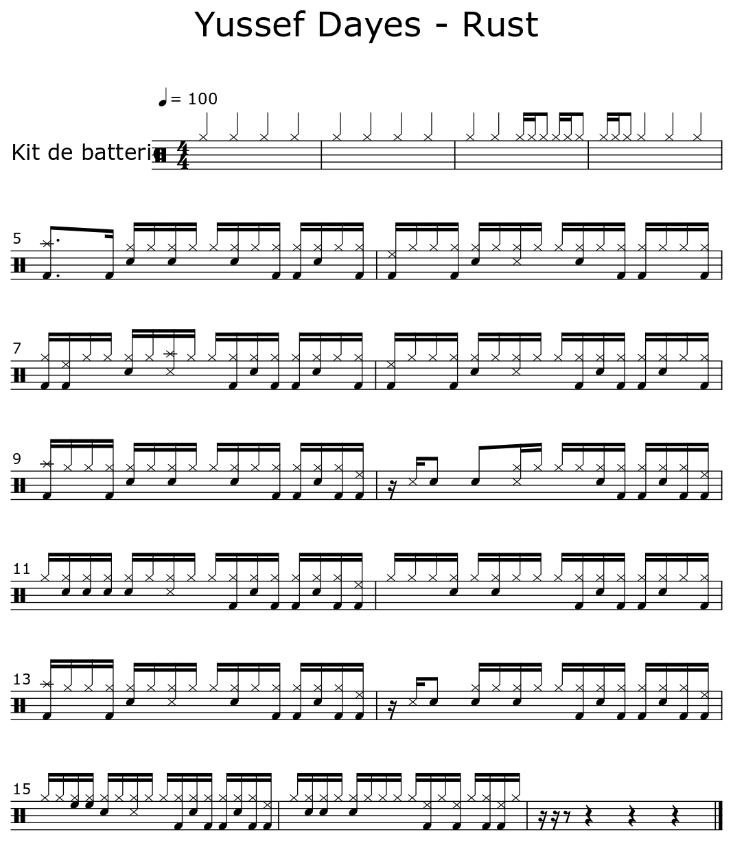 Yussef Dayes Rust Sheet music for Drum Set