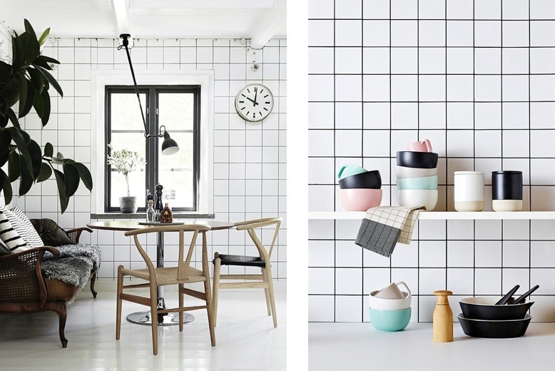 White Square Tiles + Dark Grout Flat 15 Design & Lifestyle