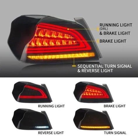 VLAND Full LED Subaru WRX/STI Tail Lights 2015-2021 - Smoked - FlatFour