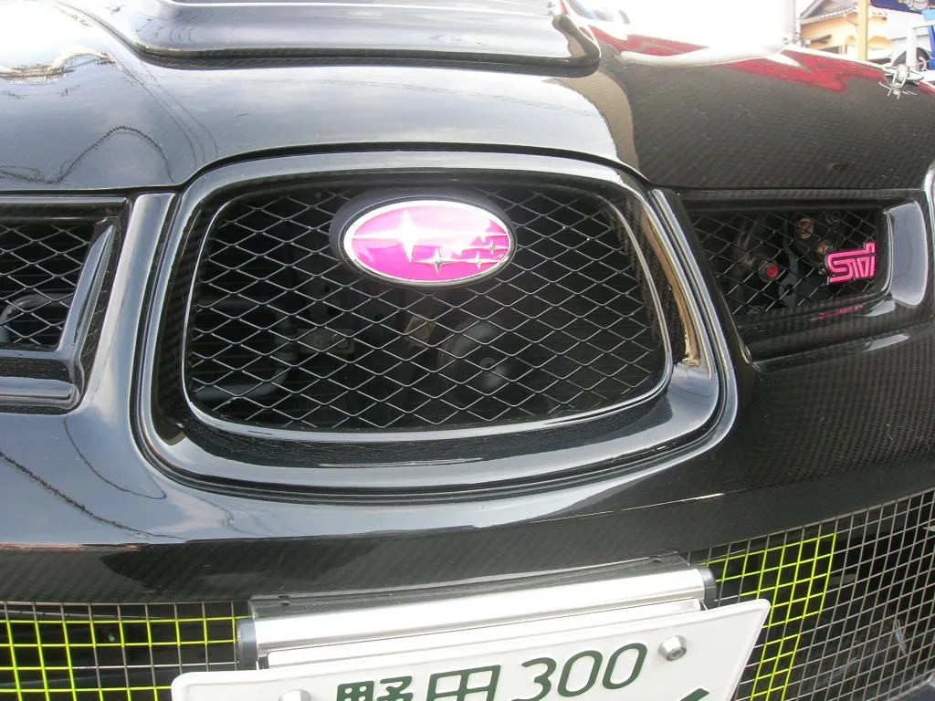 L’aunsport Custom Pink Grille Badge Front (GDB/GDF Impreza WRX / STI