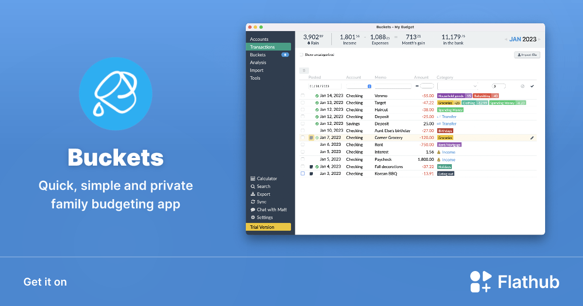 Install Buckets on Linux Flathub