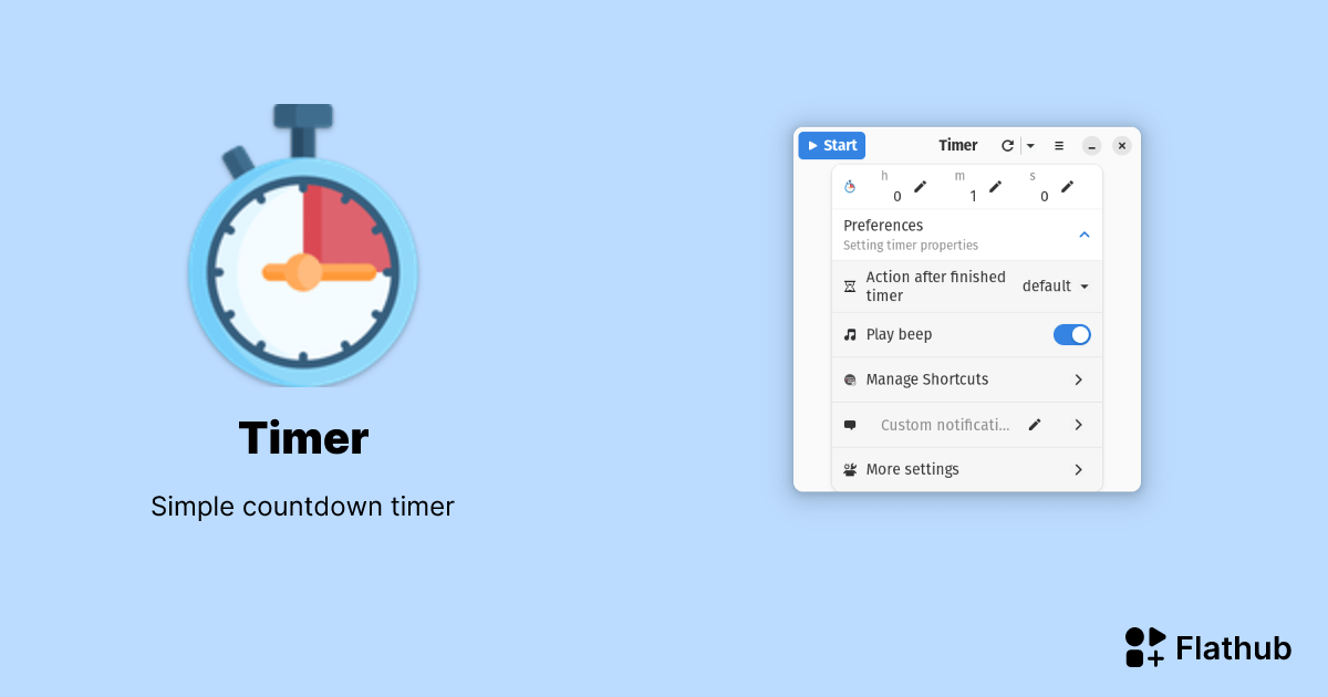 Timer uygulamasını Linux'ta kur Flathub