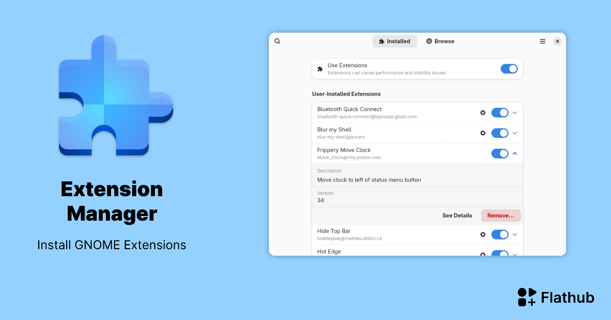 Install Extension Manager on Linux Flathub