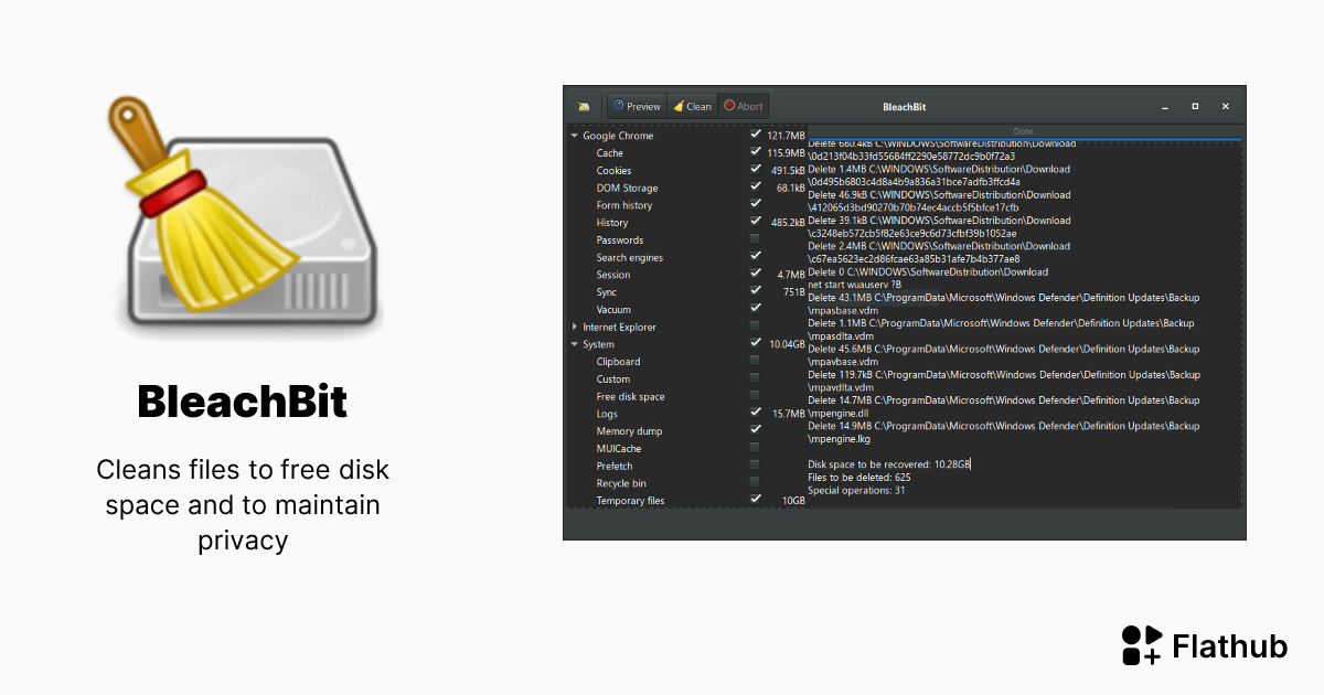 Instalar BleachBit en Linux Flathub